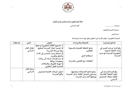 خطة نمو مهني مساعد مدير