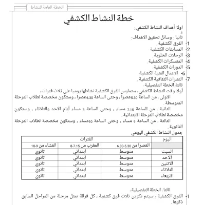 خطة النشاط الكشفي