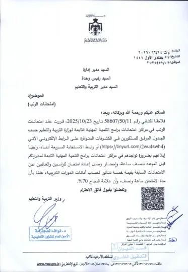 جدول مواعيد وعناوين مراكز عقد امتحانات الرتب 